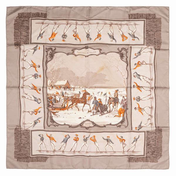 Hermès : Foulard Les plaisirs du froid  - Asta Luxury Fashion - Associazione Nazionale - Case d'Asta italiane