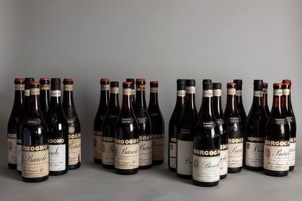 Piemonte : Verticale Barolo Borgogno (24 BT, periodo 1971-1997)  - Asta Monografica vini Borgogno dal 1931 al 2014 - Associazione Nazionale - Case d'Asta italiane