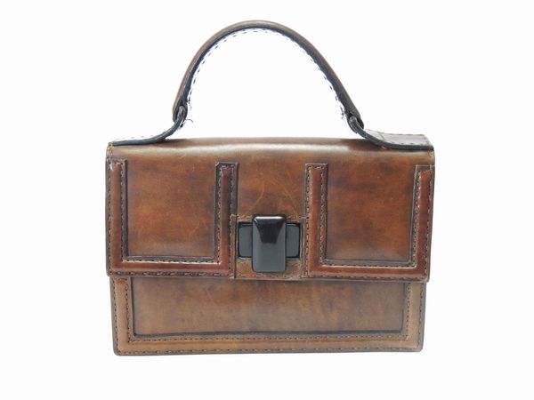 Borsa a mano in pelle marrone  - Asta Abiti e accessori vintage  - Associazione Nazionale - Case d'Asta italiane