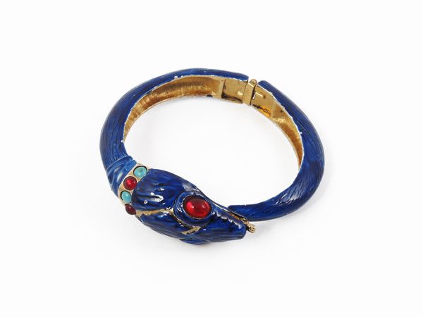 Bracciale rigido animalier in metallo dorato, Richelieu  - Asta Abiti e accessori vintage  - Associazione Nazionale - Case d'Asta italiane