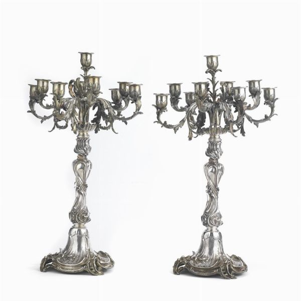 COPPIA DI CANDELABRI, FRANCIA, SECOLO XIX  - Asta Argenti italiani ed europei - Associazione Nazionale - Case d'Asta italiane