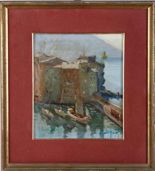 Guido Hanset : Il porto di Camogli  - Asta Dipinti del XIX-XX secolo - Associazione Nazionale - Case d'Asta italiane