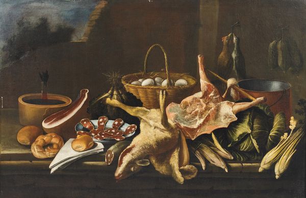 NANI GIACOMO (1701 - 1770) : Natura morta con salami, selvaggina e uova  - Asta Asta 379 | ARTE ANTICA E DEL XIX SECOLO - Dipinti antichi e antiquariato  Online - Associazione Nazionale - Case d'Asta italiane