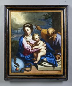 ARTISTA DEL XVII SECOLO : Sacra Famiglia  - Asta Asta 379 | ARTE ANTICA E DEL XIX SECOLO - Dipinti antichi e antiquariato  Online - Associazione Nazionale - Case d'Asta italiane