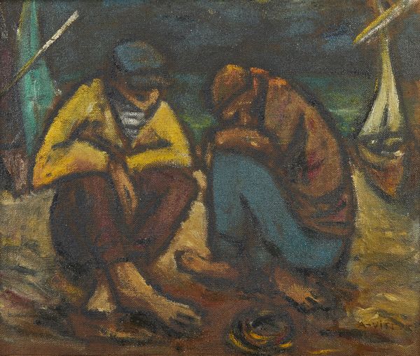 VITTURI ALBANO (1888 - 1968) : Pescatori  - Asta Asta 381 | ARTE ANTICA E DEL XIX SECOLO - Dipinti del XIX secolo  Online - Associazione Nazionale - Case d'Asta italiane