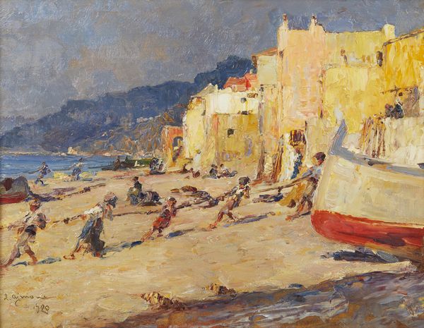 AJMONE LIDIO (1884 - 1945) : Spiaggia di Varigotti  - Asta Asta 381 | ARTE ANTICA E DEL XIX SECOLO - Dipinti del XIX secolo  Online - Associazione Nazionale - Case d'Asta italiane