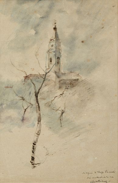 BIANCHI MOSE' (1840 - 1904) : Paesaggio con campanile e alberi  - Asta Asta 381 | ARTE ANTICA E DEL XIX SECOLO - Dipinti del XIX secolo  Online - Associazione Nazionale - Case d'Asta italiane