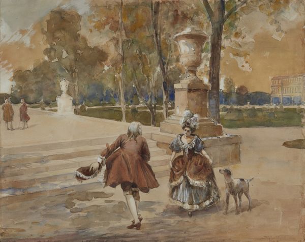 BELTRAME ACHILLE (1871 - 1945) : Scena galante in giardino  - Asta Asta 381 | ARTE ANTICA E DEL XIX SECOLO - Dipinti del XIX secolo  Online - Associazione Nazionale - Case d'Asta italiane