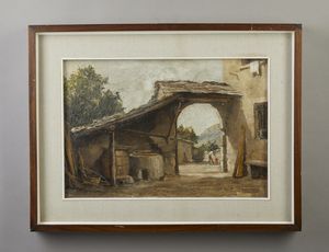 LEIDI PIETRO (1892 - 1930) : Paesaggio rustico con personaggi  - Asta Asta 381 | ARTE ANTICA E DEL XIX SECOLO - Dipinti del XIX secolo  Online - Associazione Nazionale - Case d'Asta italiane