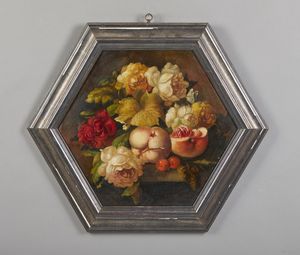 ARTISTA DEL XX SECOLO : Coppia di nature morte di fiori e frutta  - Asta Asta 381 | ARTE ANTICA E DEL XIX SECOLO - Dipinti del XIX secolo  Online - Associazione Nazionale - Case d'Asta italiane