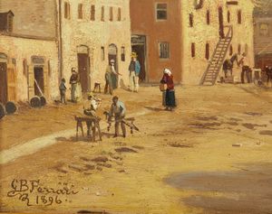 FERRARI GIOVANNI BATTISTA (1829 - 1906) : Scena di vita rurale  - Asta Asta 381 | ARTE ANTICA E DEL XIX SECOLO - Dipinti del XIX secolo  Online - Associazione Nazionale - Case d'Asta italiane