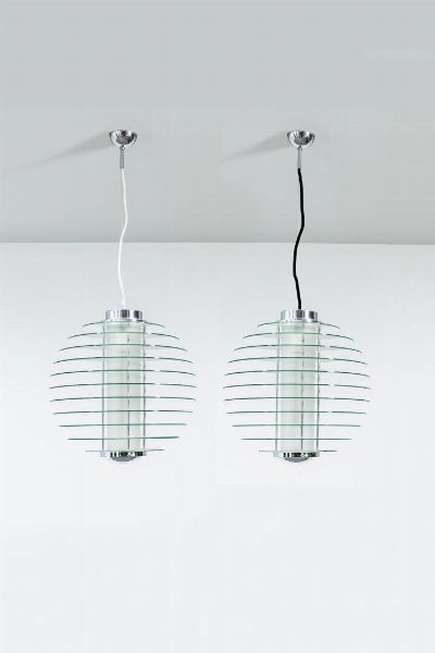 GIO PONTI Milano 1891 - 1979 : Coppia di lampadari mod. 0024  - Asta Design e illuminazione - Associazione Nazionale - Case d'Asta italiane