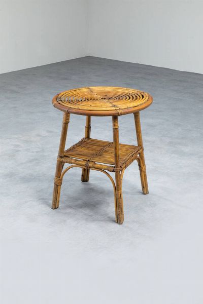 PRODUZIONE ITALIANA : Tavolini in vimini e bamboo. Anni '50 cm 58x50  - Asta Design e illuminazione - Associazione Nazionale - Case d'Asta italiane