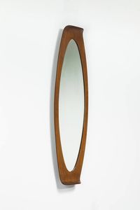 CAMPO & GRAFFI - Specchio con cornice in compensato curvato. Prod. Home anni '60 cm 146x40