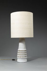 ALDO LONDI - Lampada da tavolo in ceramica con decori in oro. Anni '60 h cm 49