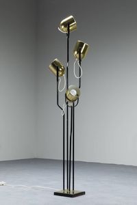REGGIANI - Lampada da terra in metallo verniciato  diffusori in ottone. Anni '60 h cm 165