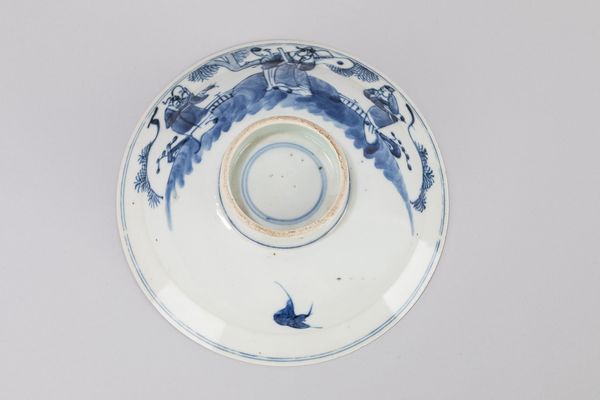 Alzatina in porcellana bianca e blu. Cina, fine dinastia Qing  - Asta Arte orientale / 东方艺术 - Associazione Nazionale - Case d'Asta italiane