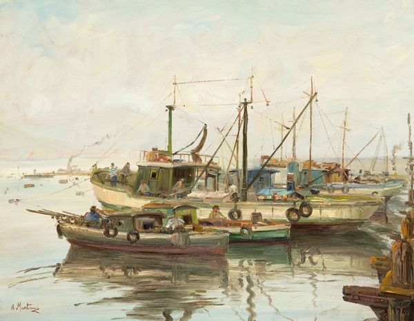 Antonio Martucci : Barche di pescatori nel golfo di Napoli  - Asta Arte figurativa tra XIX e XX Secolo - Associazione Nazionale - Case d'Asta italiane