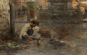 Giovanni Panza - Napoli, maniscalco al lavoro in piazza del Mercato