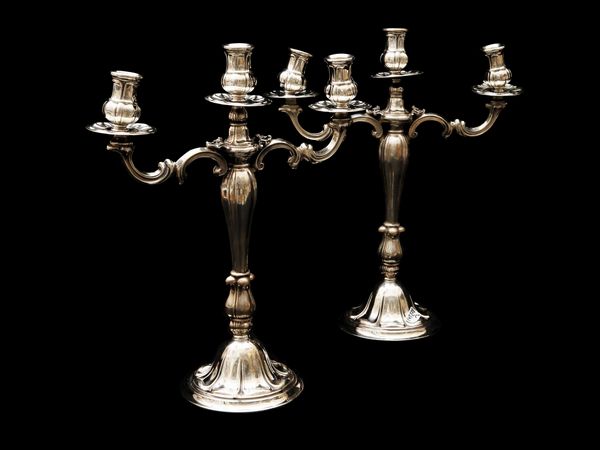 Coppia di candelabri in argento  - Asta L'arte di arredare - Associazione Nazionale - Case d'Asta italiane