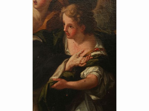 Scuola emiliana del XVIII secolo : La Madonna allatta San Domenico di Guzman  - Asta L'arte di arredare - Associazione Nazionale - Case d'Asta italiane