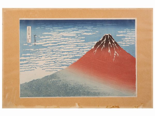 Katsushika Hokusai after : Monte Fuji e Ushibori nella provincia di Hitachi  - Asta L'arte di arredare - Associazione Nazionale - Case d'Asta italiane