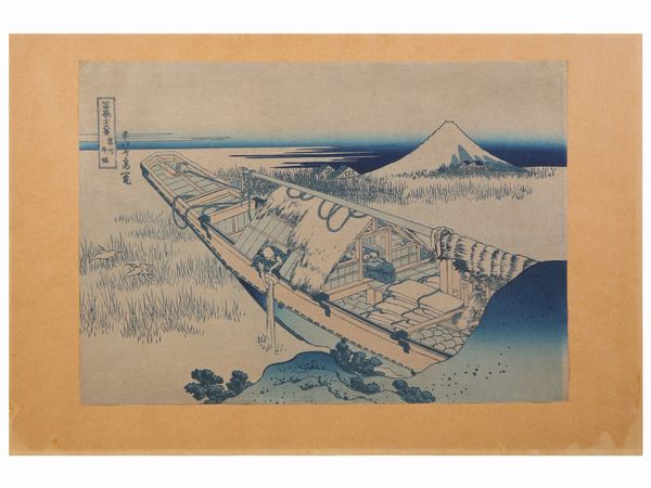 Katsushika Hokusai after : Monte Fuji e Ushibori nella provincia di Hitachi  - Asta L'arte di arredare - Associazione Nazionale - Case d'Asta italiane