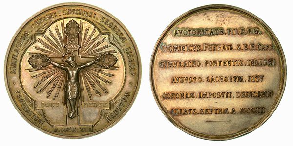 SESTRI LEVANTE. Pio X, 1903-1914. Incoronazione del crocifisso miracoloso di Sestri Levante. Medaglia straordinaria in argento 1903.  - Asta Numismatica - Associazione Nazionale - Case d'Asta italiane