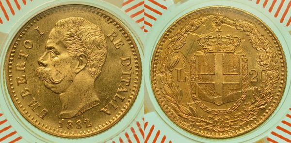 REGNO D'ITALIA. UMBERTO I DI SAVOIA, 1878-1900. 20 Lire 1882.  - Asta Numismatica - Associazione Nazionale - Case d'Asta italiane