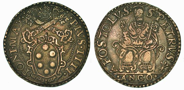 STATO PONTIFICIO. PIO VI, 1559-1565. Testone. Ancona.  - Asta Numismatica - Associazione Nazionale - Case d'Asta italiane