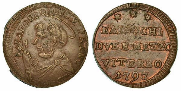 STATO PONTIFICO. PIO VI, 1775-1799. 2 e 1/2 Baiocchi 1797. Viterbo.  - Asta Numismatica - Associazione Nazionale - Case d'Asta italiane