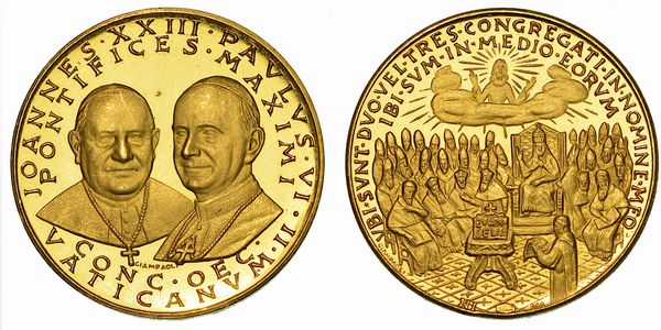 VATICANO. PAOLO VI, 1963-1978. Medaglia in oro. Secondo Concilio Ecumenico Vaticano, 1962.  - Asta Numismatica - Associazione Nazionale - Case d'Asta italiane