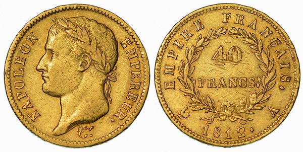 FRANCIA. NAPOLEON I, 1801-1815. 40 Francs 1812. Parigi.  - Asta Numismatica - Associazione Nazionale - Case d'Asta italiane