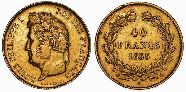 FRANCIA. LOUIS PHILIPPE I, 1830-1840. 40 Francs 1835. Paris.  - Asta Numismatica - Associazione Nazionale - Case d'Asta italiane