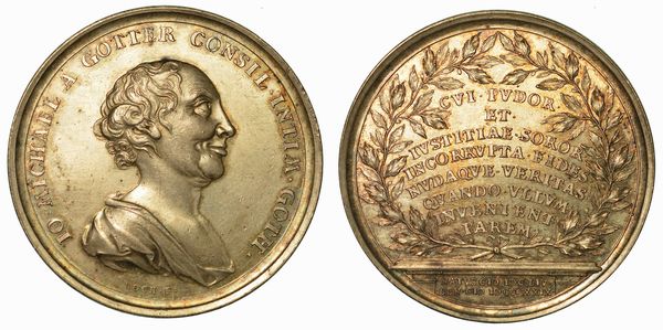 GERMANIA - SASSONIA/GOTHA. FRIEDRICH II. 1691-1732. Medaglia in argento 1729. Morte del consigliere privato di Gotha, Johann Michael Gotter.  - Asta Numismatica - Associazione Nazionale - Case d'Asta italiane