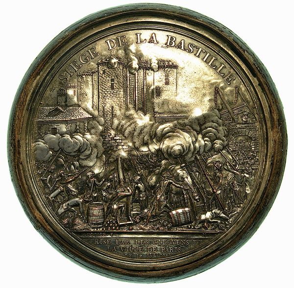 COMMEMORAZIONE DELLA PRESA DELLA BASTIGLIA. Placchetta in bronzo argentato 1789.  - Asta Numismatica - Associazione Nazionale - Case d'Asta italiane