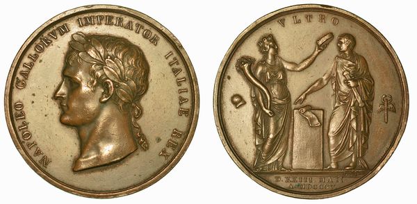 INCORONAZIONE A MILANO DI NAPOLEONE COME RE D'ITALIA. Medaglia in bronzo 1805.  - Asta Numismatica - Associazione Nazionale - Case d'Asta italiane