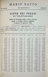 RATTO M. Monete imperiali romane in oro, argento, bronzo. Milano, 19 gennaio 1956.  - Asta Numismatica - Associazione Nazionale - Case d'Asta italiane