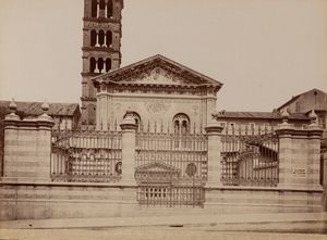 Gustave Eugène Chauffourier, Attribuito a : Facciata della Chiesa di S. Pudenziana ; Interno della Chiesa di S. Clemente, Roma  - Asta Fotografia: Under 1K - Associazione Nazionale - Case d'Asta italiane