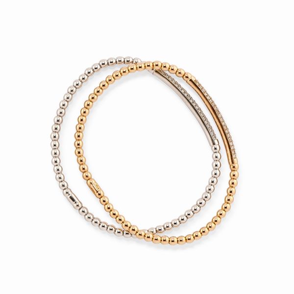 Due bracciali in oro bianco e rosa 18k e diamanti  - Asta Argenti dal XVIII al XX secolo - Associazione Nazionale - Case d'Asta italiane