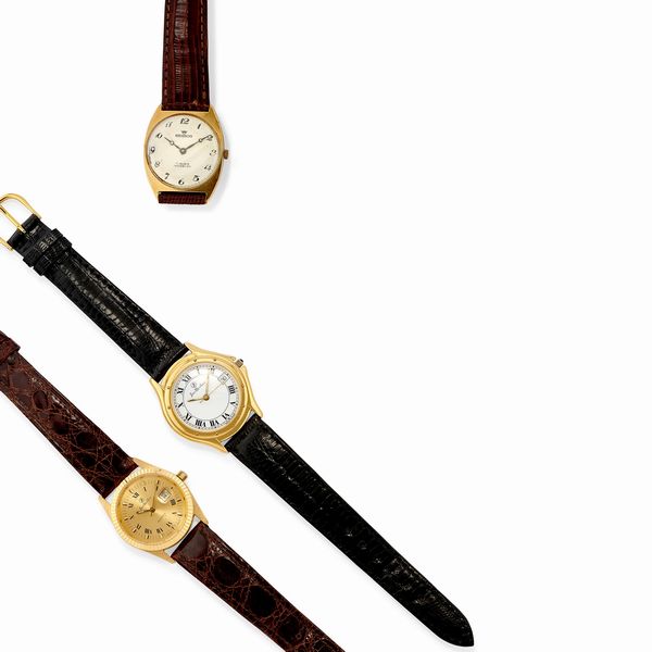 Tre orologi da polso in oro giallo 18k  - Asta Argenti dal XVIII al XX secolo - Associazione Nazionale - Case d'Asta italiane