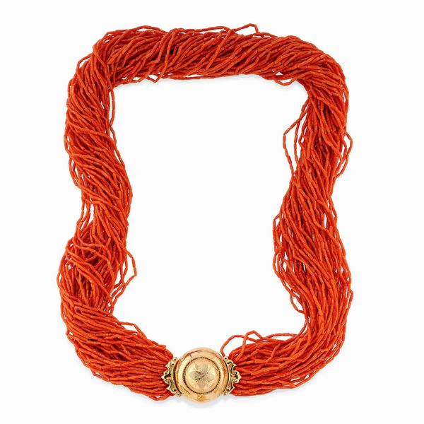 Collana in oro giallo 18k e corallo  - Asta Argenti dal XVIII al XX secolo - Associazione Nazionale - Case d'Asta italiane