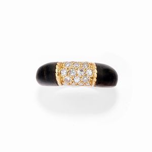 Van Cleef & Arpels - Anello in oro giallo 18k, legno e diamanti