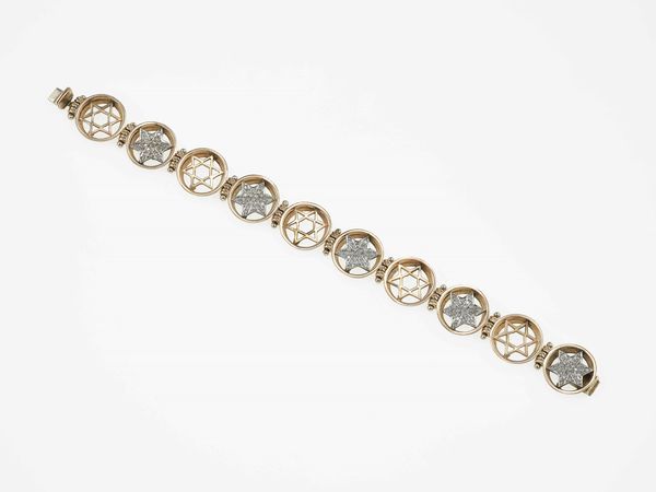 Bracciale stella di David con piccoli diamanti  - Asta Fine jewels - Associazione Nazionale - Case d'Asta italiane