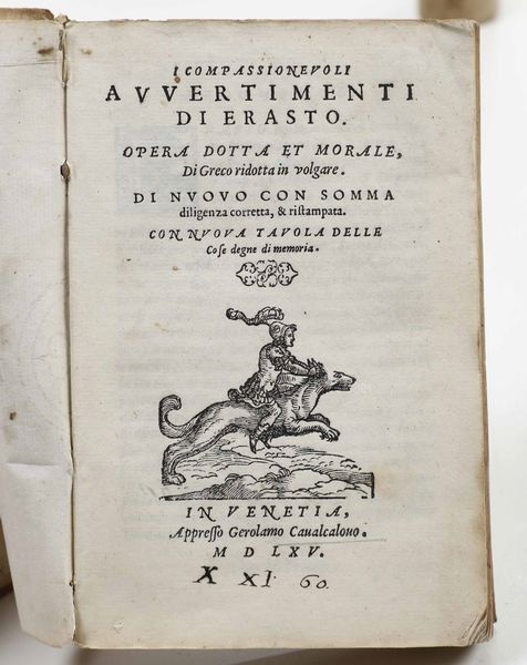 PIETRO BEMBO : Gli Asolani, in Venegia, appresso Iacomo Vidali, 1575  - Asta Libri Antichi e Rari. Incisioni - Associazione Nazionale - Case d'Asta italiane