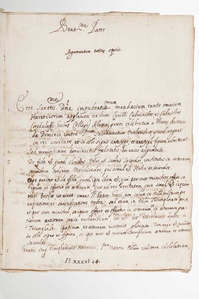 Legatura Barberini - Manoscritto : Legatura alle armi papali Barberini (Urbano VIII). Manoscritto miscellaneo di vari argomenti. 96 carte pi un fascicolo aggiunto fuori rilegatura. XVII secolo  - Asta Libri Antichi e Rari. Incisioni - Associazione Nazionale - Case d'Asta italiane