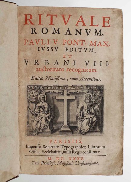 Rilegatura - Autori Vari : Rituale romanum Pauli V Pontefice Max. Iussu Editum et Urbani VIII...Parisis, Impensis Societatis Typographicae Librorum, 1635.  - Asta Libri Antichi e Rari. Incisioni - Associazione Nazionale - Case d'Asta italiane