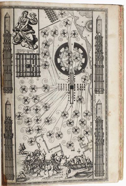 Fontana, Domenico : Della trasportazione dell'obelisco vaticano et delle fabbriche da nostro Signore Papa Sisto V fatte dal Cavalier Domenico Fontana, Libro Primo, in Roma, appresso Domenico Basa, 1590.  - Asta Libri Antichi e Rari. Incisioni - Associazione Nazionale - Case d'Asta italiane