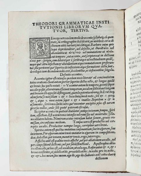 Teodoro di Gaza : Theodori Gazae Introductionis Grammaticae libri quattor, una cum interpretatione latina, nuper ab Hercule Girlando Mantuano...Venezia, Francesco Garoni, 1527.  - Asta Libri Antichi e Rari. Incisioni - Associazione Nazionale - Case d'Asta italiane