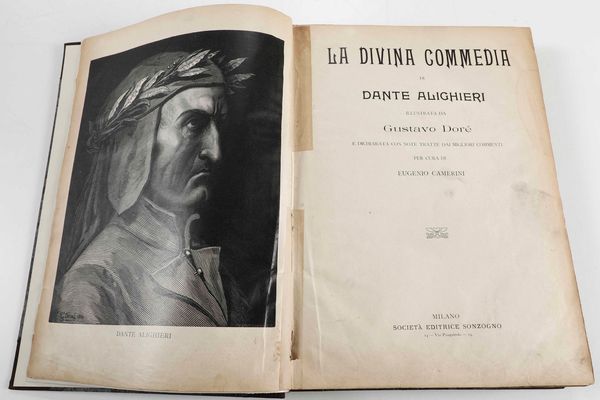 DANTE ALIGHIERI : La Divina Commedia... Illustrata da Gustavo Dor. Milano, Sonzogno, senza data ma fine secolo XIX.  - Asta Libri Antichi e Rari. Incisioni - Associazione Nazionale - Case d'Asta italiane